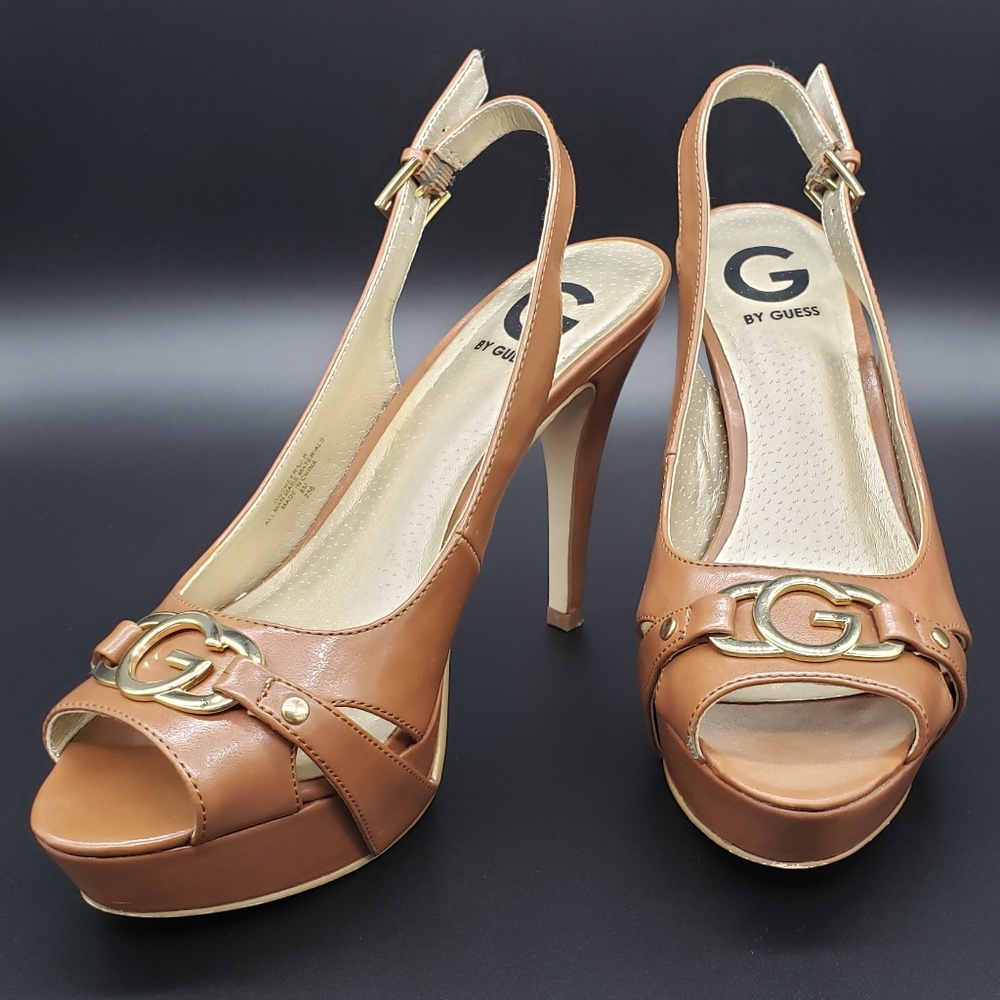 LAST CHANCE Guess Tan Faux Leather Open Toe